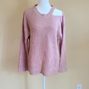 Design Lab Pink Cold Shoulder Sweater